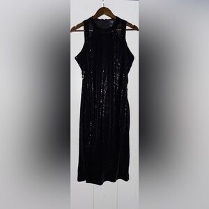 June +Vie Sequins Black Sleeveless Midi Dress Women 10W Holiday Glam Party Event